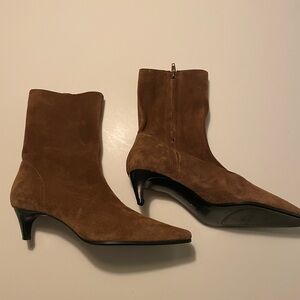 ZARA SUEDE KITTEN HEEL BOOTS
